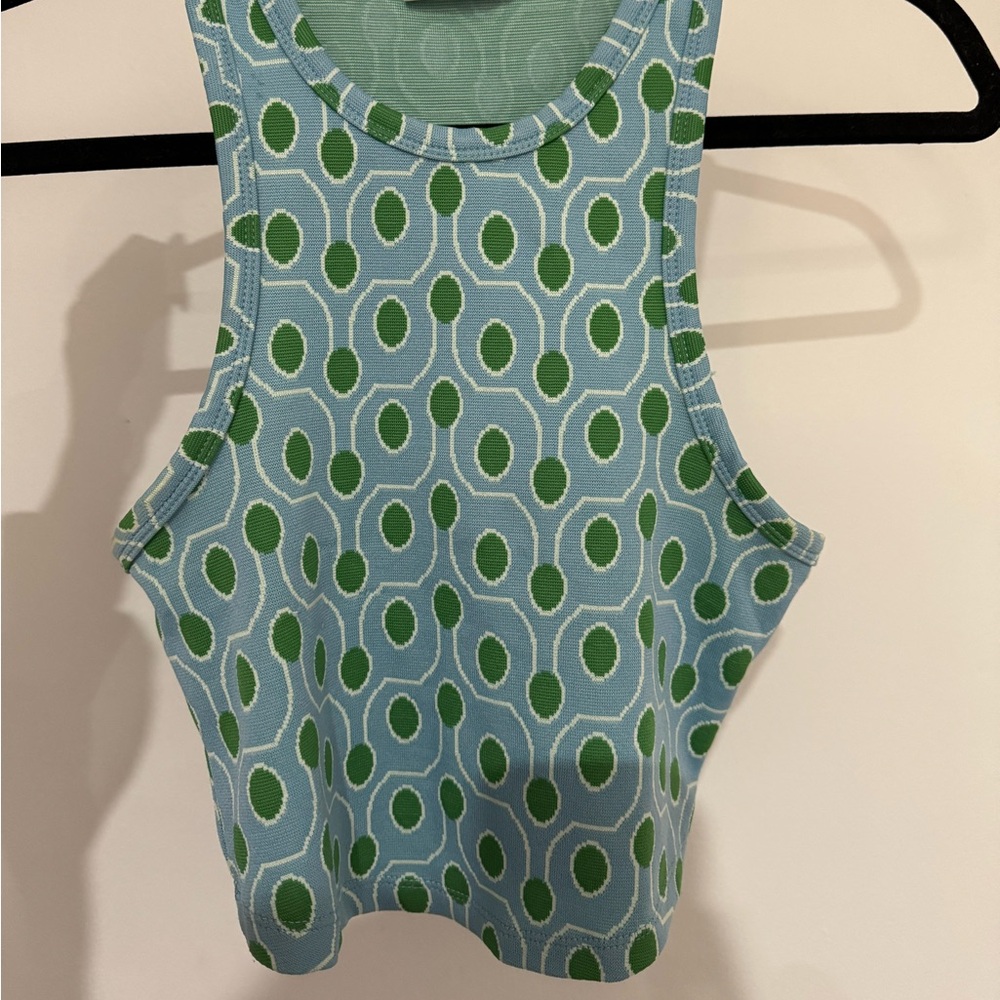 Blue and greed retro style Zara top